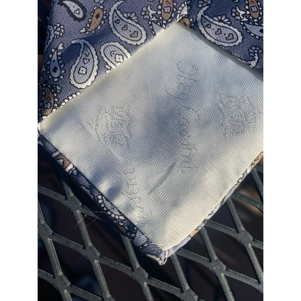 Oleg Cassini by Burma Tie Paisley Blue Tan Vintage Neck Tie 59x3.25 USA‎ Made